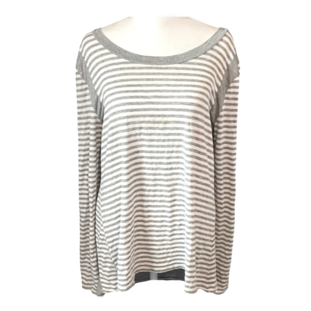 Buckle Daytrip Long Sleeve Grey & White Striped Top size women's small - hi low